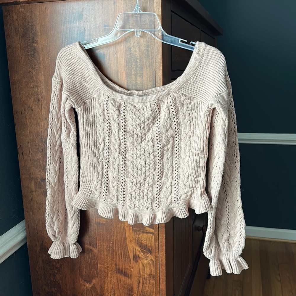 Off the shoulder cropped sweater